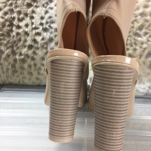 NUDE TRENDY PEEP TOE SEXY HIGH HEEL BOOTIES - Picture 5 of 7